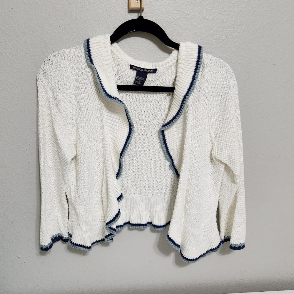 Blue lined knit cardigan